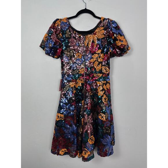 Ivy City Co. NWT Women’s Multicolor Sequin Puff Sleeve Holiday Midi Dress Small - Picture 3 of 6